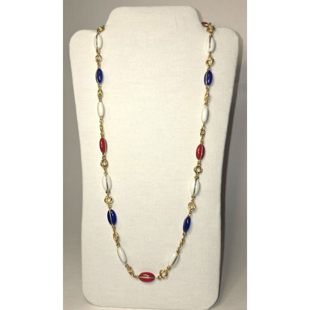 Vintage Patriotic Red White Blue Beads - Picture 5 of 12